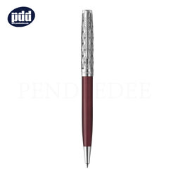 PARKER Sonnet Premium Metal Red CT Ballpoint Pen ปากกาลูกลื่น ป๊ากเกอร์ ซอนเนต พรีเมี่ยม สีเมทัล แดง คลิปเงิน