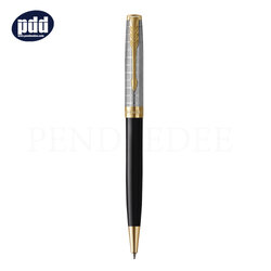 PARKER Sonnet Premium Metal Gold CT Ballpoint Pen ปากกาลูกลื่น ป๊ากเกอร์ ซอนเนต พรีเมี่ยม สีเมทัล ทอง คลิปเงิน