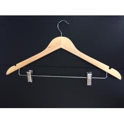 ไม้แขวนไม้แท้ ตัวหนีบล่าง( สีไม้แท้)