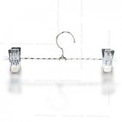 ไม้แขวนหนีบเกลียวเงิน กิ๊ฟใส(แพ็ก12ชิ้น)