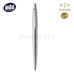 PARKER Jotter Premium Stainless Steel Diagonol CT Ballpoint Pen ปากกาลูกลื่น ป๊ากเกอร์ จ๊อตเตอร์ พรีเมี่ยม สแตนเลส ลายตาราง คลิปเงิน