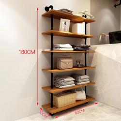 ชั้นวางติดฝนังท่อเหล็ก พร้อมชั้นไม้