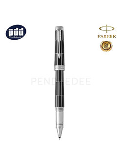 PARKER Premier Luxury Black CT Rollerball Pen ปากกาโรลเลอร์บอล ป๊ากเกอร์ พรีเมี่ย ลัคซูรี่ สีดำ คลิปเงิน