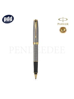 PARKER Sonnet Chiselled Silver GT Rollerball Pen ปากกาโรลเลอร์บอล ป๊ากเกอร์ ซอนเนต ชิเซล ซิลเวอร์ คลิปทอง