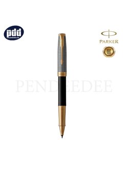 PARKER Sonnet Chiselled Silver & Black GT Rollerball Pen ปากกาโรลเลอร์บอล ป๊ากเกอร์ ซอนเนต ชิเซล ซิลเวอร์ สีเงินดำ คลิปทอง