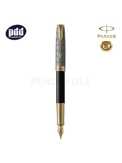 PARKER Sonnet Black Silver GT Fountain Pen ปากกาหมึกซึม ป๊ากเกอร์ ซอนเน็ต สีดำเงิน คลิปทอง