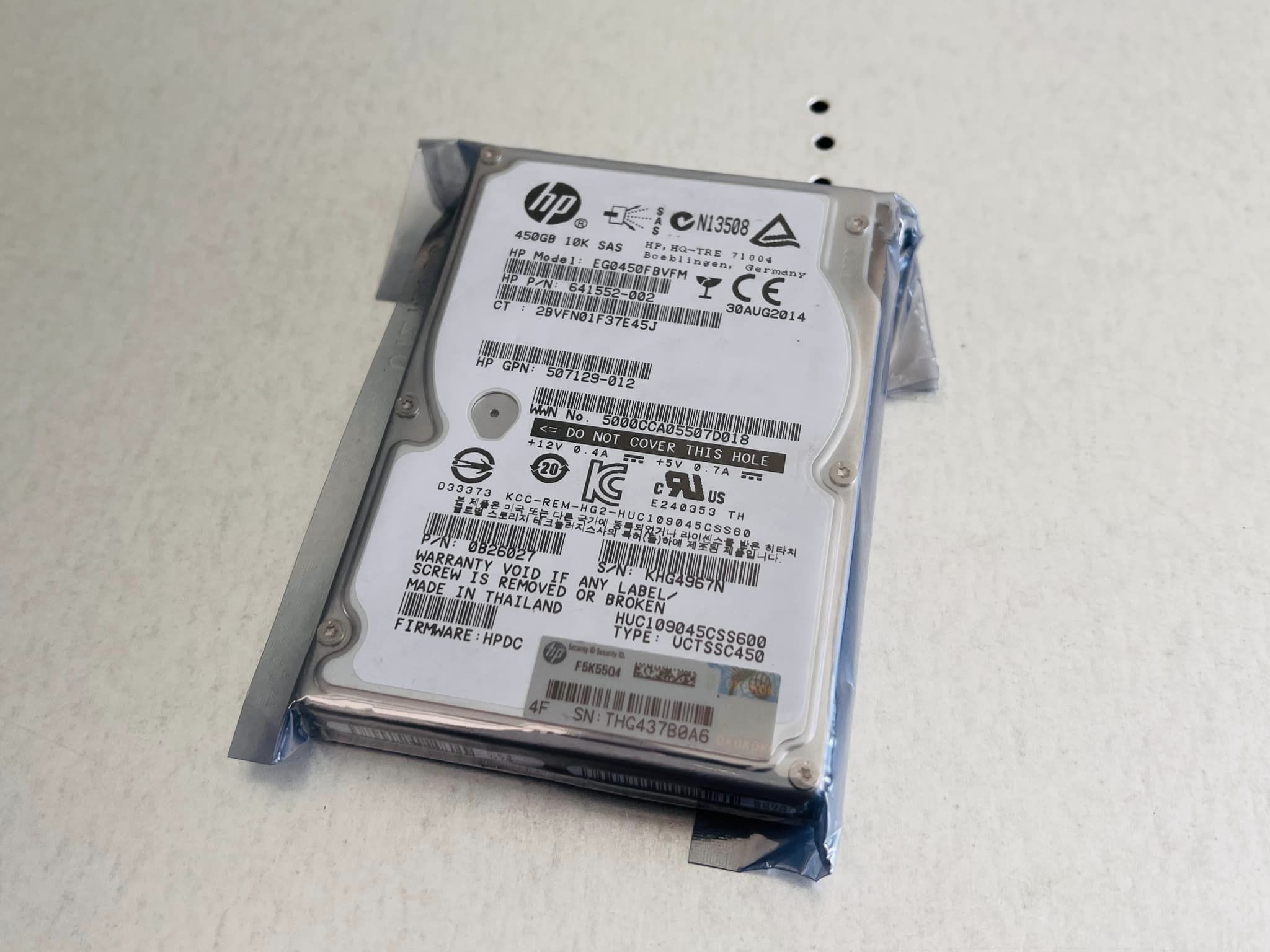 hdd sas 450gb 10k 2.5" ฮาร์ดดิสเซิร์ฟเวอร์ มือสองพร้อมใช้งาน