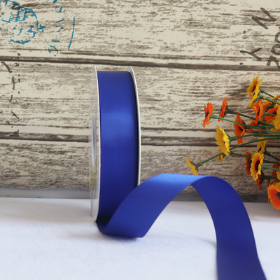 ริบบิ้นผ้าซาติน 2 หน้า สีน้ำเงิน 50 หลา (Electric Blue )# WX024