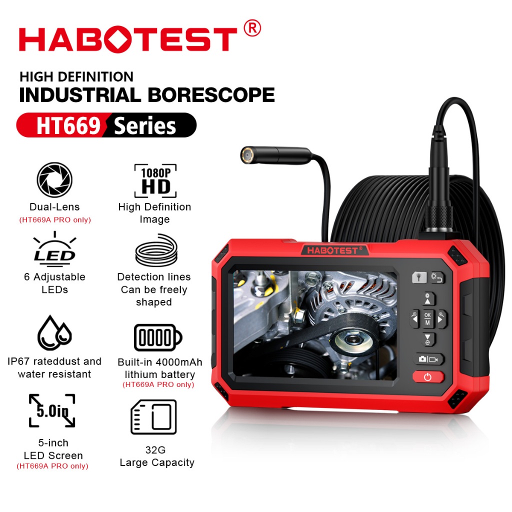 HABOTEST HT669A High Definition Industrial Borescope 1080P