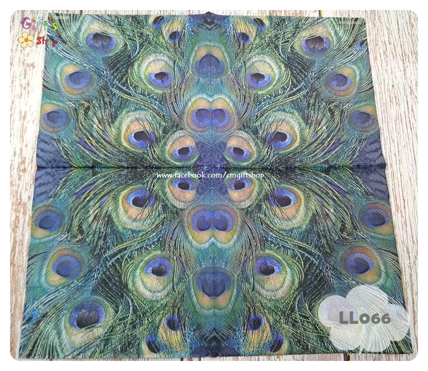กระดาษแนปกิ้น ลายขนนกยูง ลายขนหางนกยูง ลายหางนกยูง ลายนกยูง Peacock feathers