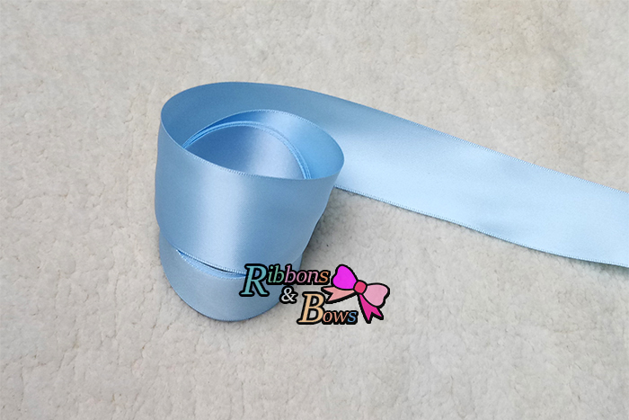 308#Blue Topaz ริบบิ้นผ้าซาติน 2 หน้า สีฟ้า # WA35