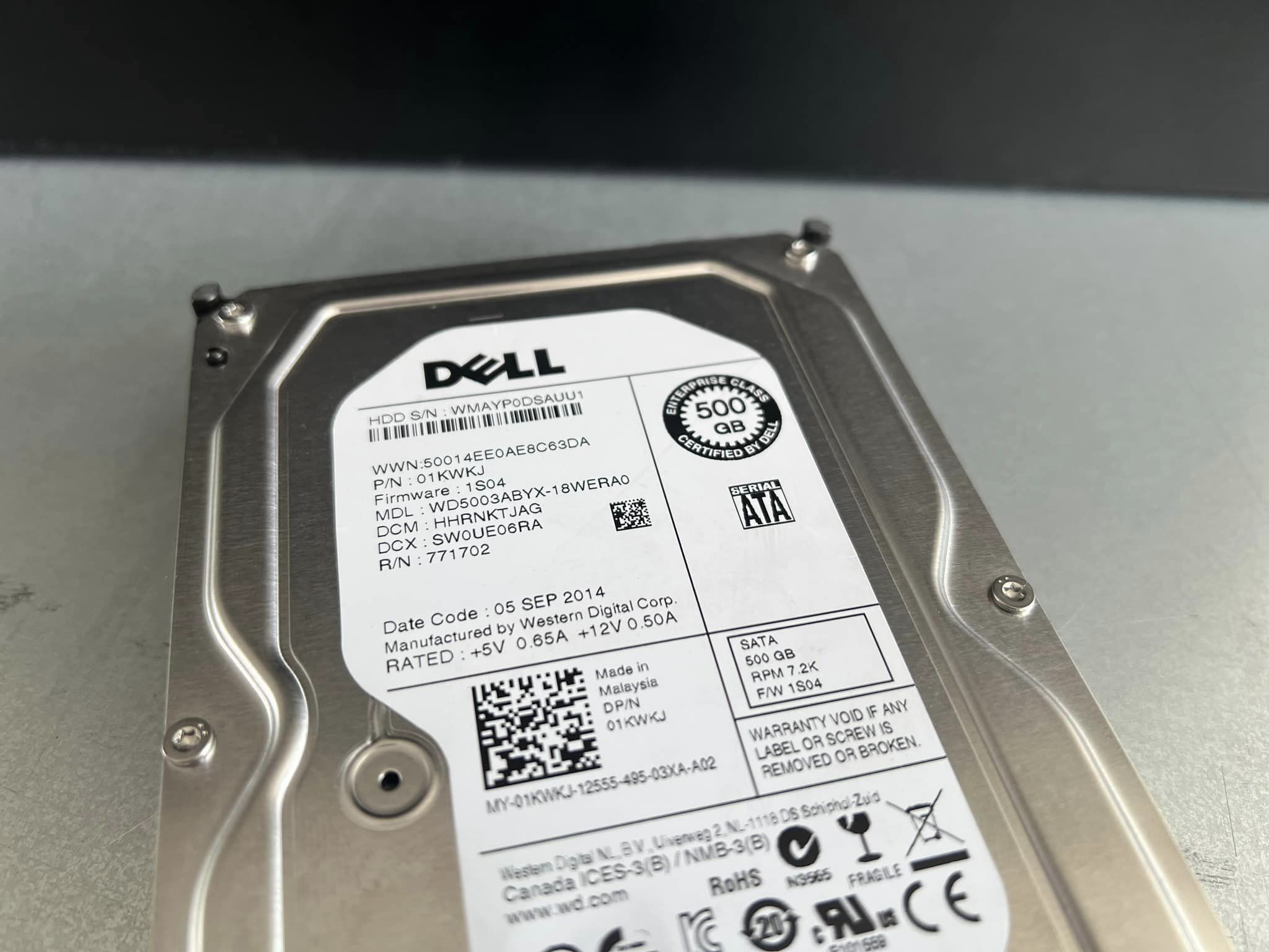 hdd sata 500gb 7200k dell ฮาร์ดดิสซาต้าเซิฟเวอร์มือสองพร้อมใช้งาน