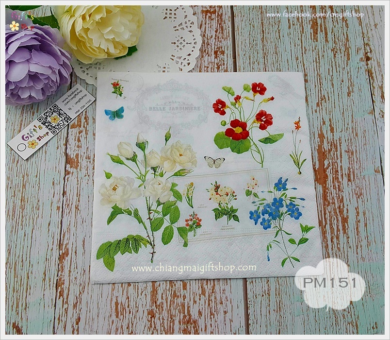 กระดาษแนปกิ้นยุโรป, ลายดอกกุหลาบ, ลายดอกกุหลาบสีขาว, ลายดอกไม้หลายแบบ, ลายช่อดอกกุหลาบสีขาว, ลายดอกไม้สีแดง, ลายดอกไม้สีฟ้า, ลายผีเสื้อ, Naturalism, พื้นหลังสีขาว