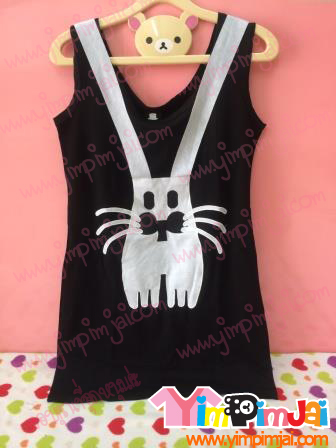 เสื้อคู่ คู่รัก กระต่าย เสื้อกล้ามคู่ เสื้อยืด สีดำ