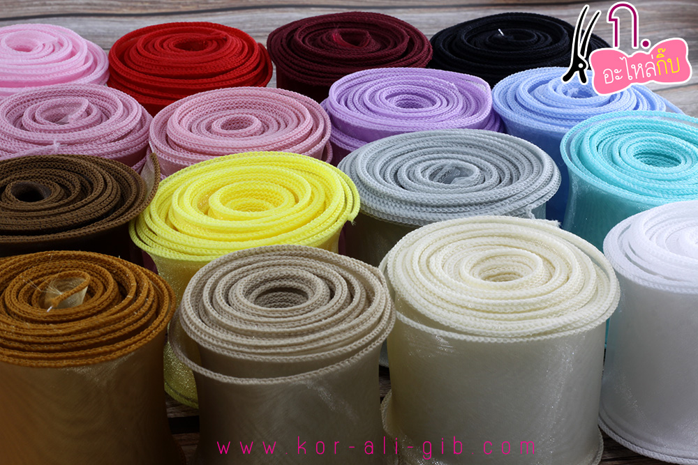 ริบบิ้นผ้าเย็บขอบ ผ้า ไหมแก้ว ขนาด 10ซม. (ขายเป็นหลา)