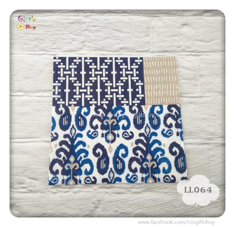 กระดาษแนปกิ้นยุโรป, ลายผ้าต่อโทนน้ำเงินขาว, ลายPatchwork, ลายโทนน้ำเงินขาว, ลายผ้าปักหลายแบบ, ลายผ้าทอ, ลายผ้า, ลายคราม