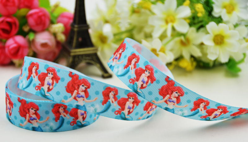 ริ้บบิ้นผ้าพิมพ์ลาย เจ้าหญิงแสนสวย กว้าง 25 และ 10 mm #PZ009