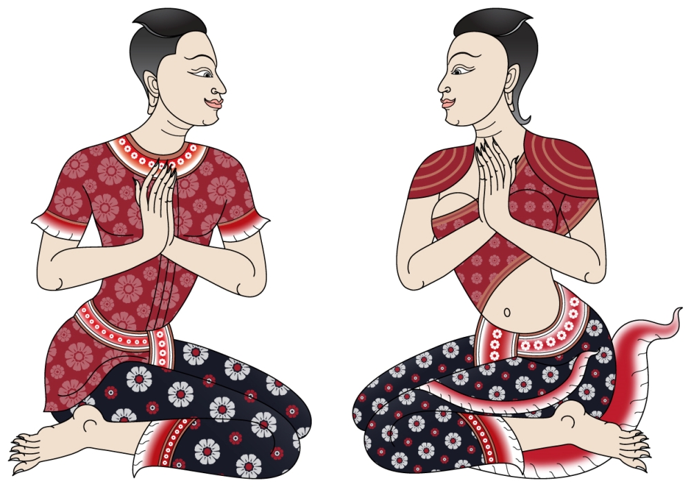 สติ๊กเกอร์ (มีกาวในตัว) ภาพการ์ตูนชุดไทย สวัสดี ตัดไดคัทตามรูป เหมาะ สำหรับตกแต่งร้านนวดไทย สปาไทย (SPA-DC005) SPA-DC005(diecut)