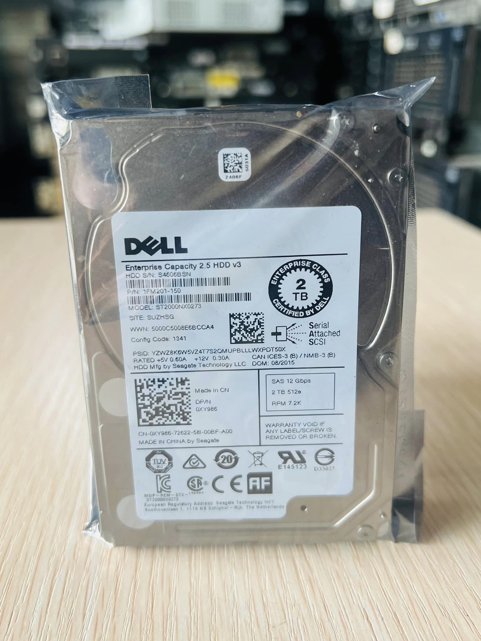 hdd sas 2tb 7.2k 12Gbps ฮาร์ดดิสเซิร์ฟเวอร์มือสองพร้อมใช้งาน