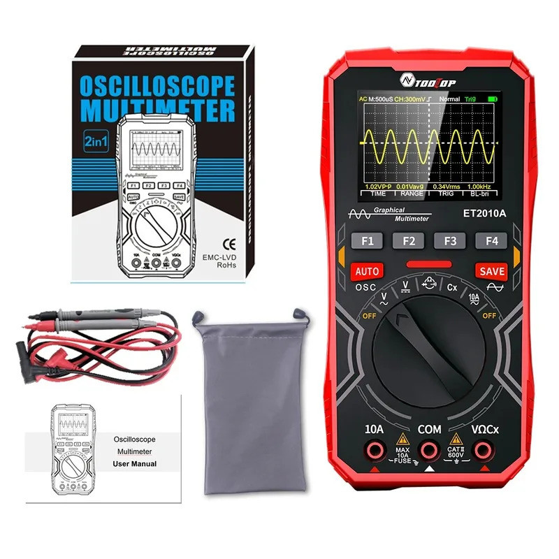 TOOLTOP ET2010A 2 in 1 True RMS Handheld Oscilloscope + Multimeter