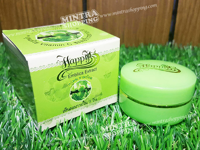 ครีมมะขามป้อม Happy กล่องเขียว Embica Extract Cream อุดมด้วยวิตามินซี ช่วยบำรุงผิวหน้าขาวกระจ่างใส