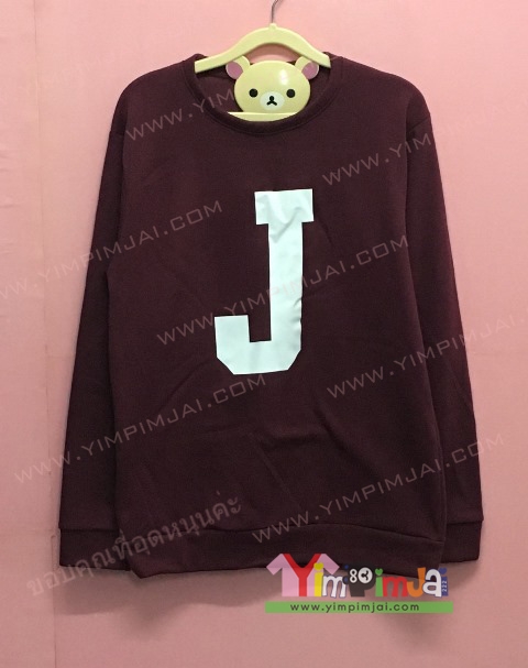 เสื้อเสจตเตอร์ สีแดงเลือดหมู แขนยาว สกรีนตามสั่งJ