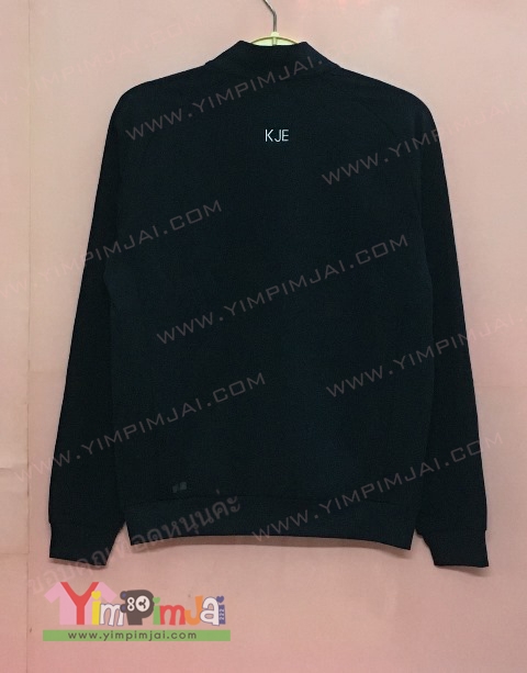 เสื้อแจ็คเก็จเบสบอลดำล้วนมีซิป Orient staff