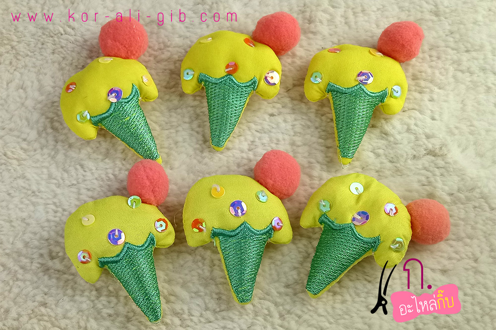 ไอติมโคนผ้า ประดับ กิ๊บและโบว์ มี 3 สี #CR5