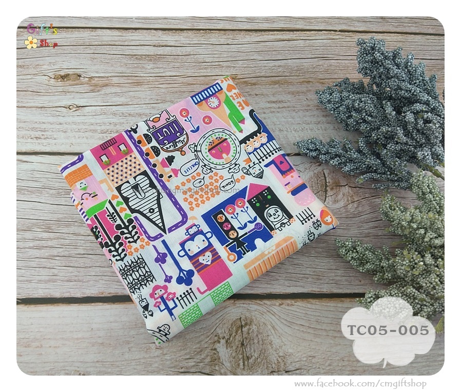 ผ้าคอตตอน TC แบบครึ่งเมตร ลายการฺตูนสีสันสดใส