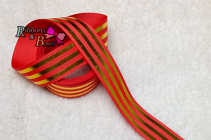 ริบบิ้นผ้าพิมพ์ลายเส้น กว้าง 25 mm #BB60