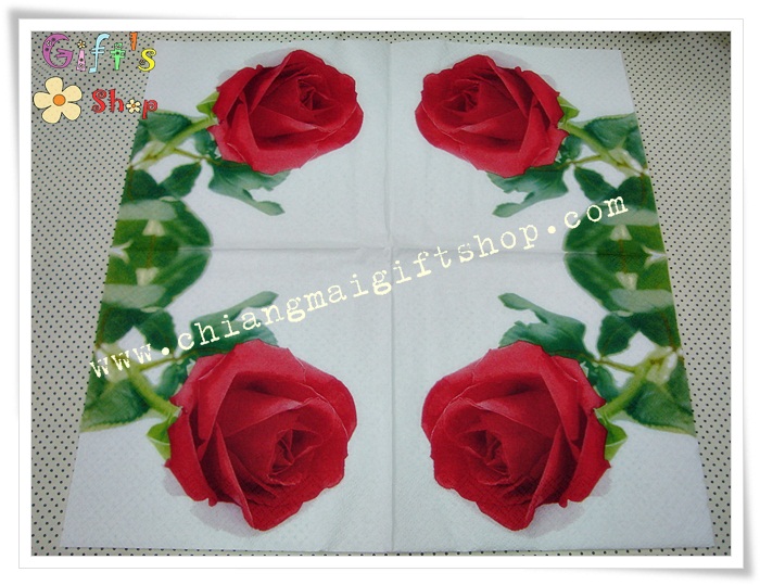 กระดาษแนปกิ้นยุโรป, ลายดอกกุหลาบ, ลายดอกกุหลาบสีแดง, พื้นหลังสีขาว, พื้นหลังสีอ่อน, ลายดอกไม้สีแดง, ลายดอกไม้พื้นหลังสีขาวหรือสีอ่อน