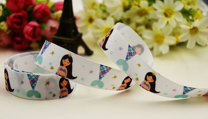 ริ้บบิ้นผ้าพิมพ์ลาย เจ้าหญิงแสนสวย กว้าง 22 mm #PZ011