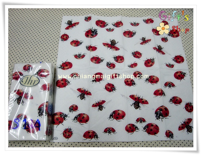 กระดาษแนปกิ้น ลายเต่าทอง พื้นหลังสีขาว