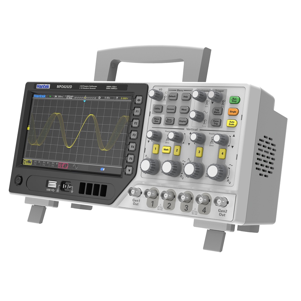 Hantek DPO6204C 4CH 200MHz 64M, 400,000 wfm/s Digital Oscilloscope ,Touch Screen
