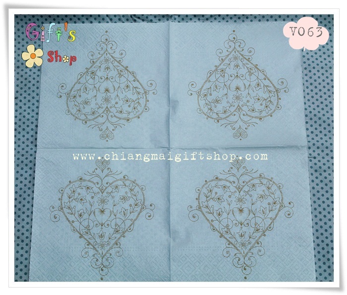กระดาษแนปกิ้น ลายหัวใจ พื้นหลังสีขาว