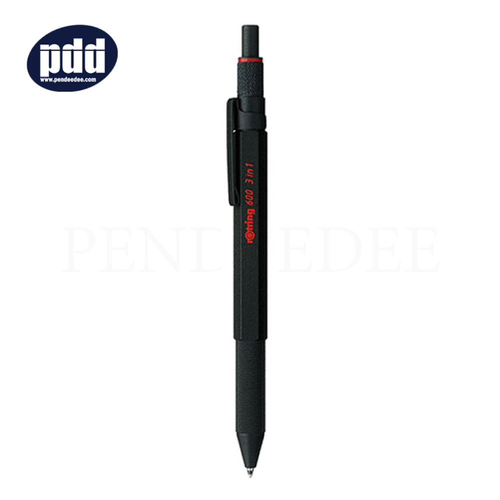 rOtring ปากกาลูกลื่น และดินสอกดรอตริง 3 ระบบ สีดำ rOtring 600 3in1 Black Ballpoint Pen + Mechanical Pencil 0.5 mm.