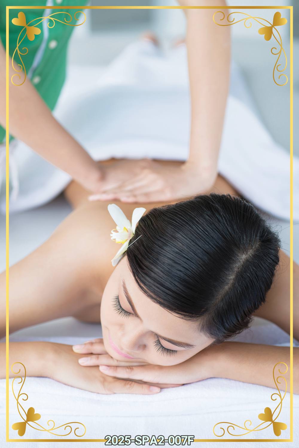 สติ๊กเกอร์ภาพคนนวด พร้อมลายกรอบในตัว (ภาพแนวตั้ง) ST-2025-SPA2F(80x120cm)