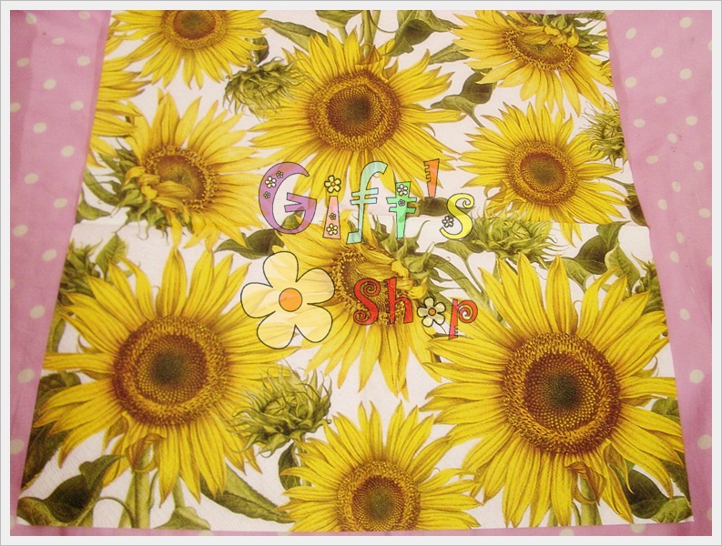 กระดาษแนปกิ้น ลายดอกทานตะวันดอกใหญ่ พื้นหลังสีขาว