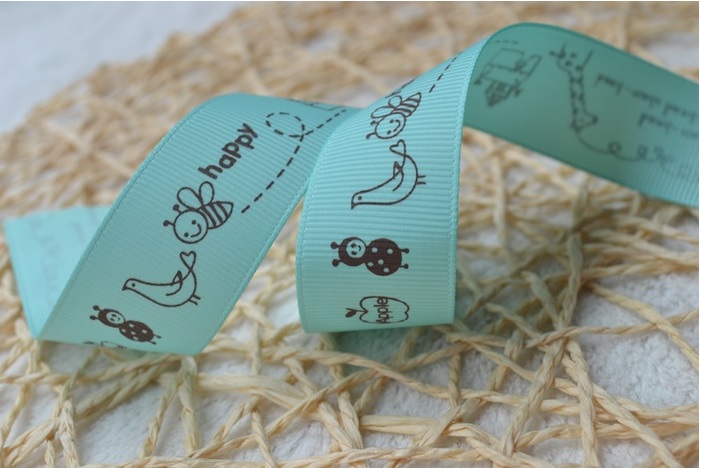 ริบบิ้นผ้าพิมพ์ลายการ์ตูนสัตว์น่ารัก 6 สี กว้าง 25 mm #AN26