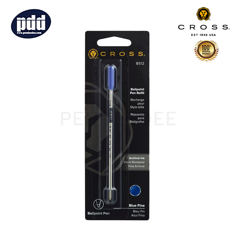 CROSS ไส้ปากกาลูกลื่น ครอส หมึกน้ำเงิน หัวเอฟ 0.5 มม. 8512 CROSS Blue Ink Fine Point 0.5 mm. Ballpoint Refill 8512