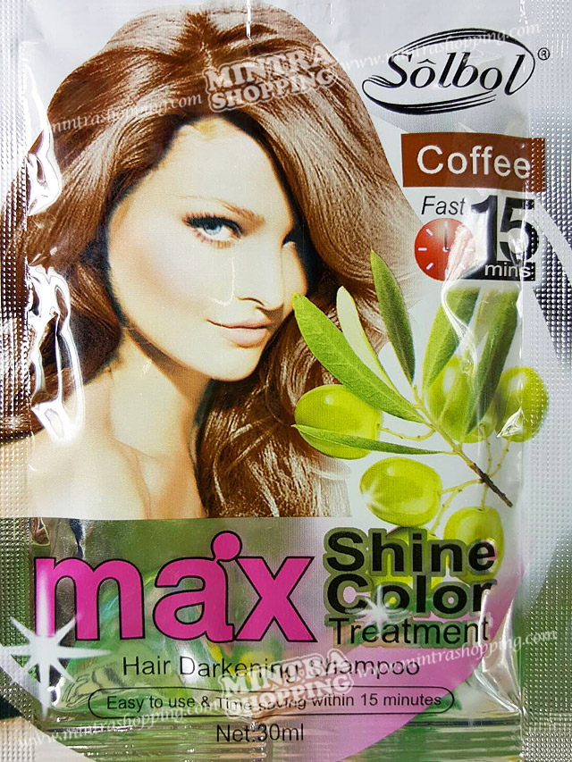 แชมพูเปลี่ยนสีผม Solbol Coffee สมุนไพรย้อมผม ปิดผมขาว - สีกาแฟ Max Shine Color Hair Darkening Shampoo