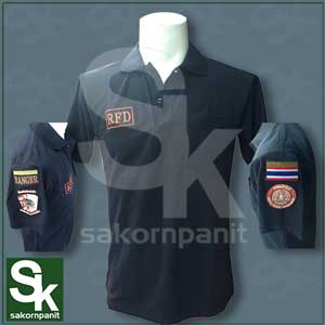 โปโล สีดำอาร์ม5จุดRFD (อาร์มน้ำตาล) /ป่าไม้(ตราใหม่)