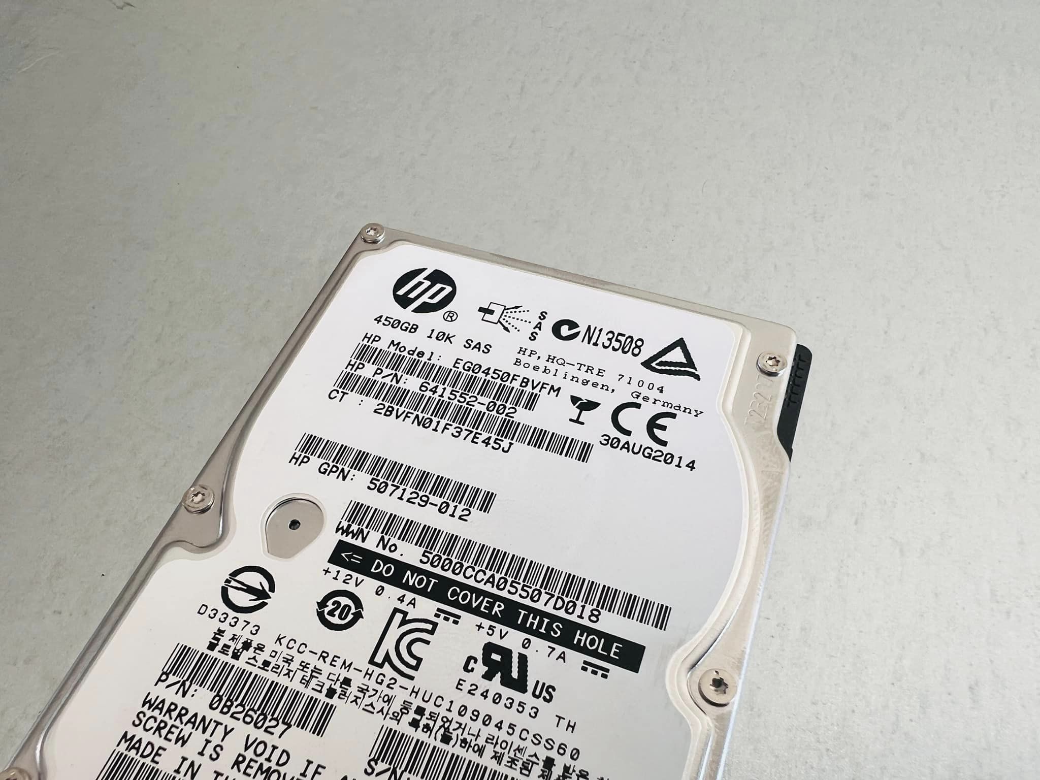 hdd sas 450gb 10k 2.5" ฮาร์ดดิสเซิร์ฟเวอร์ มือสองพร้อมใช้งาน