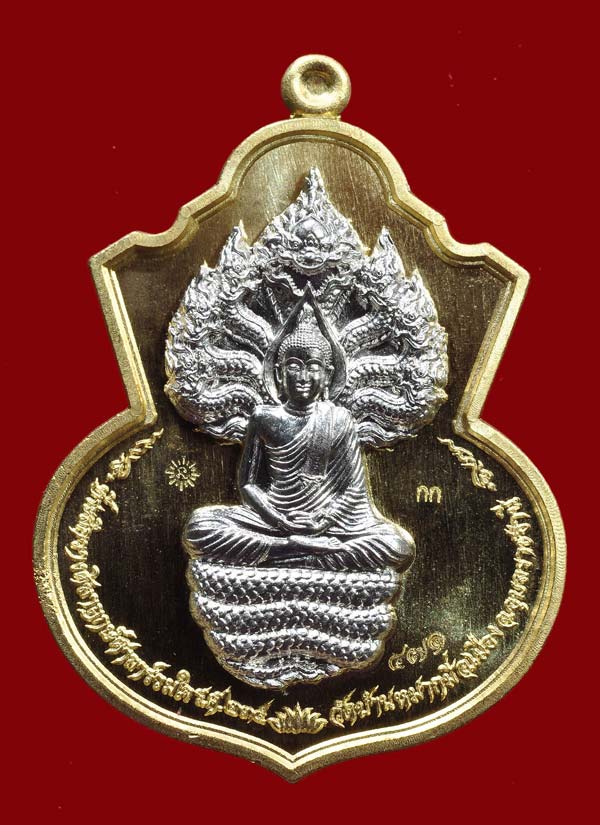 เหรียญพิมพ์นาคปรก พุทธบุญบารมี วัดบ้านหมากมี่ จ.อุบลราชธานี เนื้อทองทิพย์ หน้ากากเงินยวง สวยๆ มากๆ ครับ