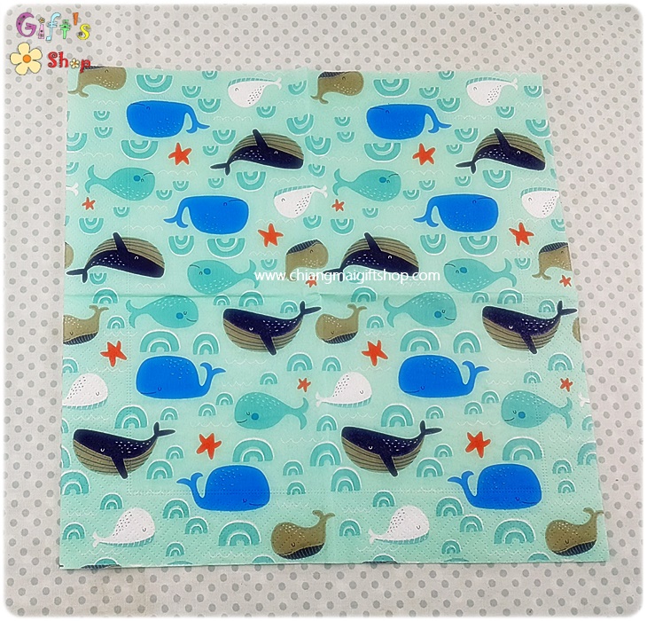 กระดาษแนปกิ้นยุโรป, ลายปลาวาฬหลายสี, ลายปลาวาฬ, ลายปลาวาฬสีน้ำเงิน, ลายปลาวาฬหลายตัว, ลายคลื่นในทะเล, ลายปลาดาว, ลายWhales, ลายสัตว์ทะเล