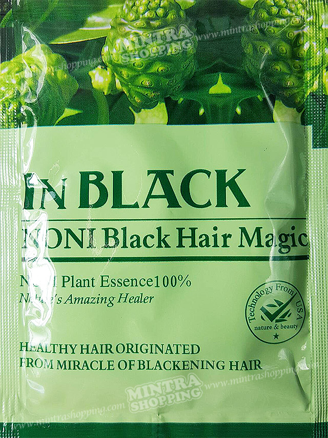 แชมพูย้อมผม IN BLACK สูตรลูกยอ NONI แชมพูเปลี่ยนสีผม - สีดำ Black Hair Magic Shampoo แชมพูปิดผมขาว