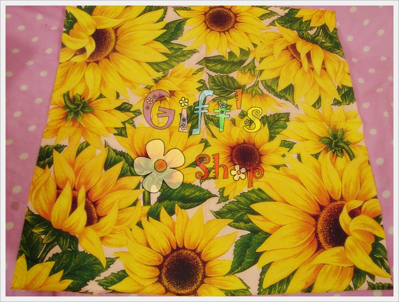 กระดาษแนปกิ้น ลายดอกทานตะวันดอกใหญ่ พื้นหลังสีชมพู