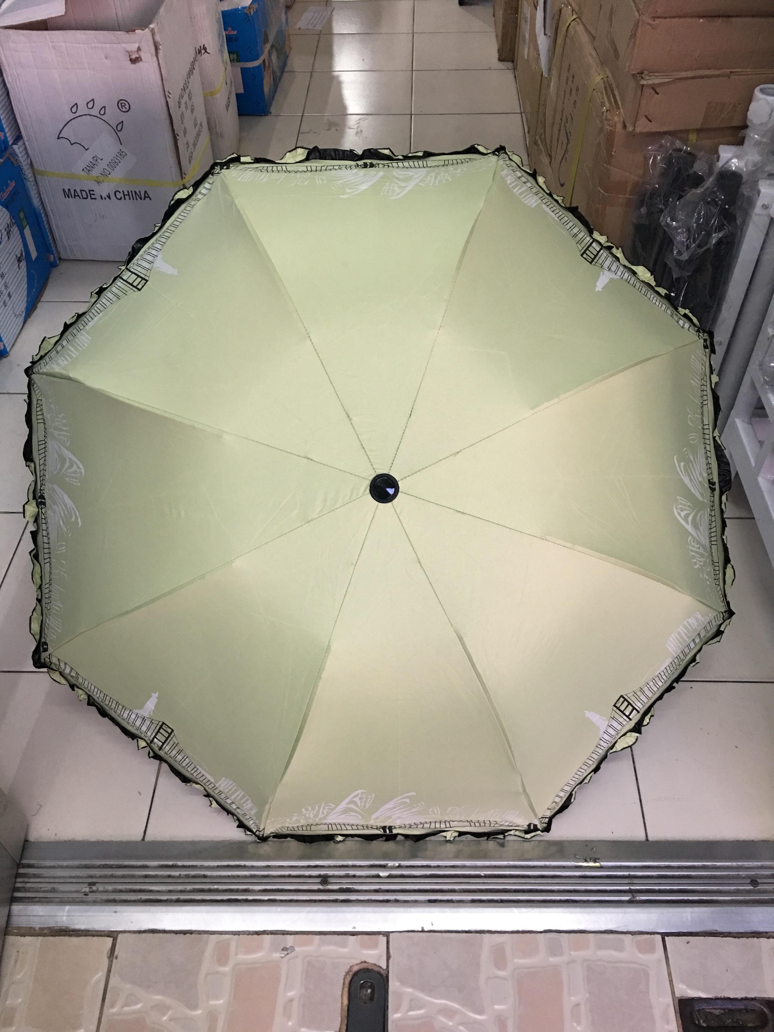 ร่มโค้งแฟชั่นรหัส657มีระบายยูวีสีดำ