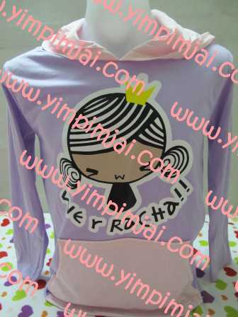 เสื้อ hood ทำเป็นเสื้อรุ่น เสื้อห้อง สีม่วงอ่อนแต่งสีชมพูอ่อน หวานๆค่ะ