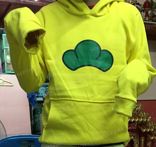 เสื้อฮู้ด เสื้อกันหนาว สีเหลือง แขนยาว หมวก ไร้ซิป มีกระเป๋า สรีนตามสั่ง
